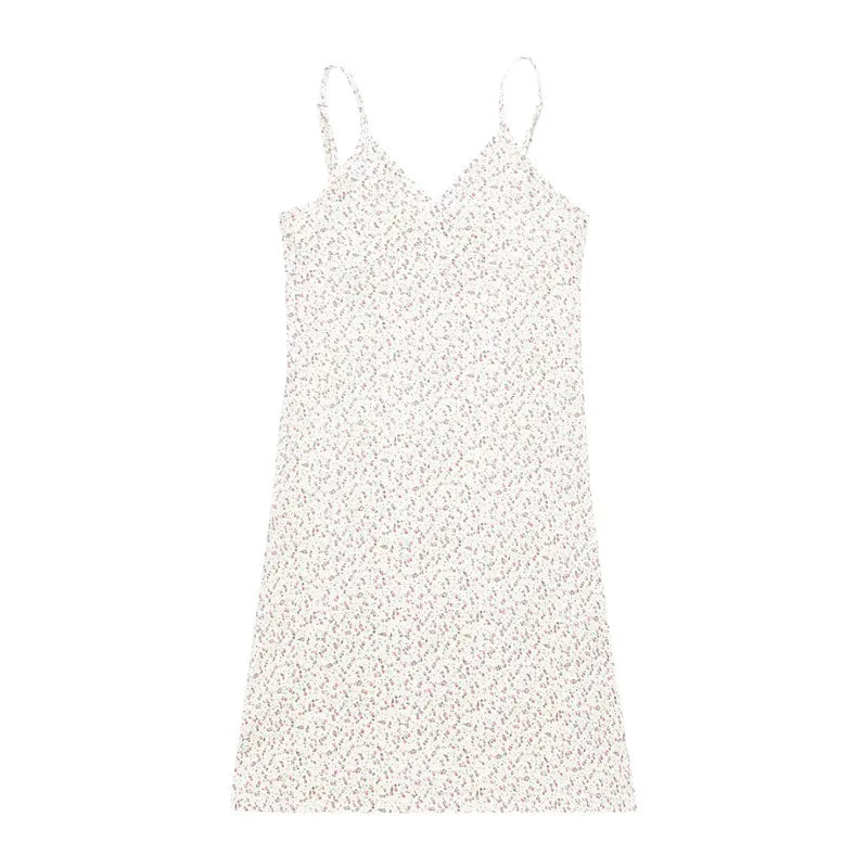 Vintage Floral Print Bodycon Mini Dress Summer Women V Neck Sleeveless Slip Mini Dresses CDPF-WYP-32