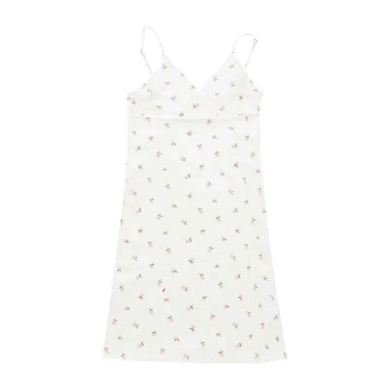 Vintage Floral Print Bodycon Mini Dress Summer Women V Neck Sleeveless Slip Mini Dresses CDPF-WYP-32